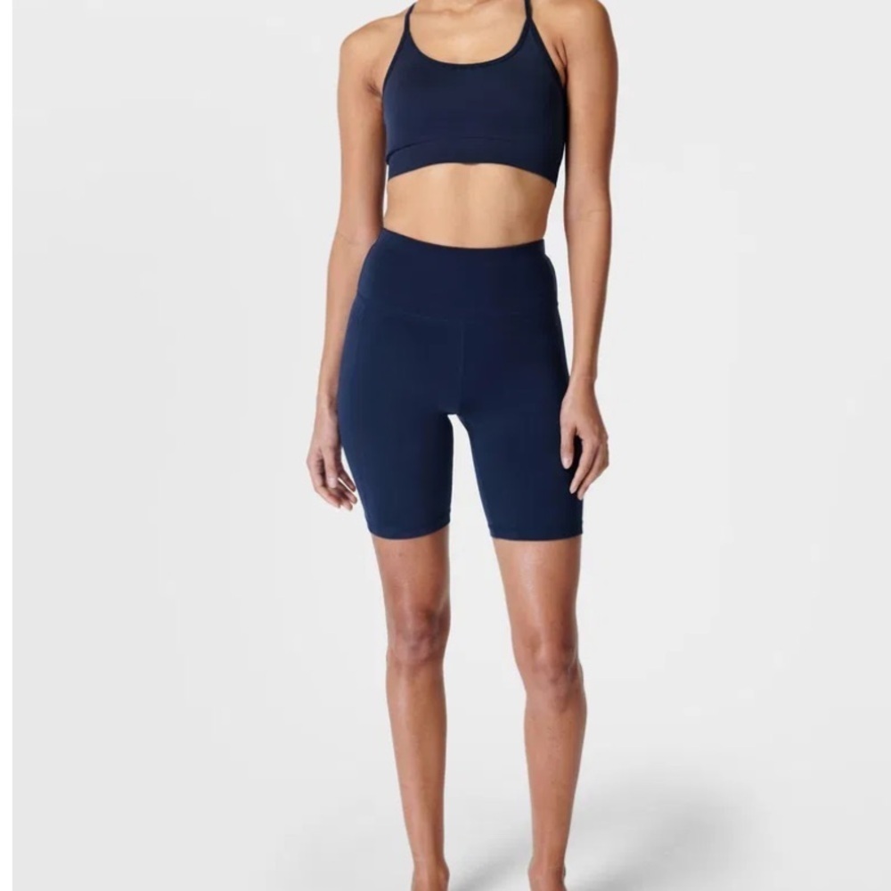 SWEATY BETTY-All Day 8" Biker Shorts- size 6- navy